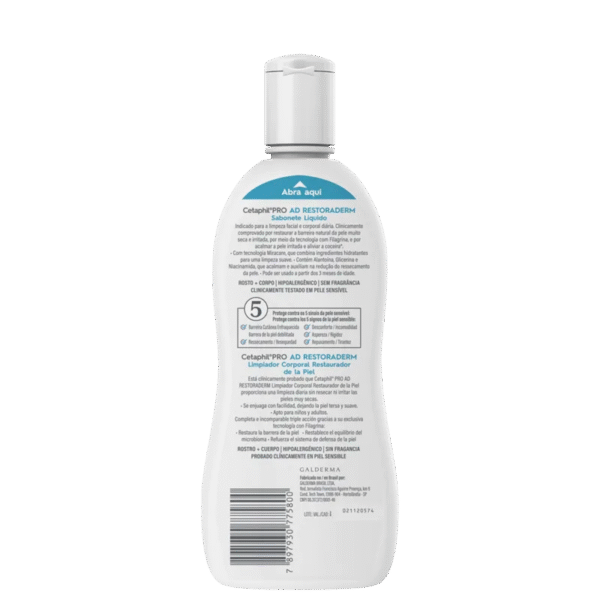 Cetaphil Pro AD Restoraderm - Sabonete Líquido Hipoalergênico 295ml - Imagem 2