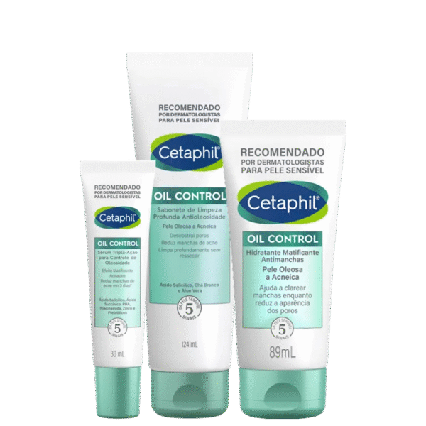 Kit Cetaphil Oil Control Pele Oleosa e Acneica (3 Produtos)